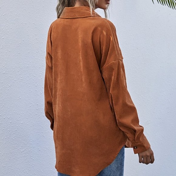 CASUAL DOLLZ Rusty Brown Boyfriend oversized Butto - Picture 6 of 7